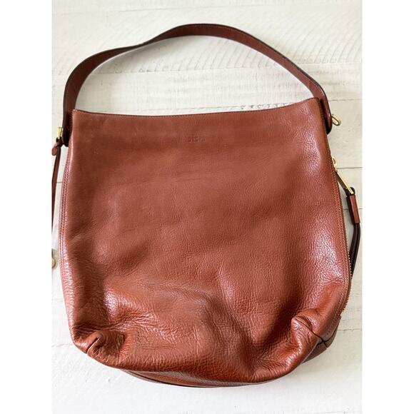 Fossil Brown Leather Hobo Shoulder Bag with Key Charm & Personalized Monogram - Picture 2 of 6